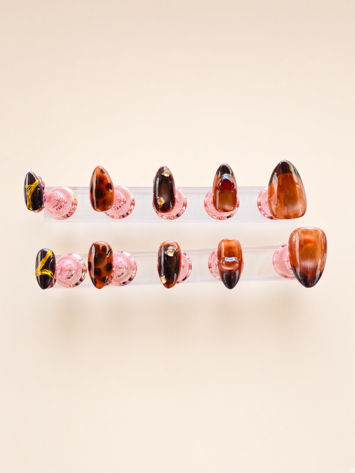 Coral Marble press-on nails TWINSS
